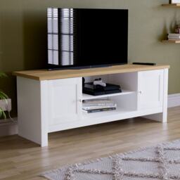 Vida Designs Arlington 2 Door TV Unit Shaker Entertainment Storage, White & Oak White White & Oak 1