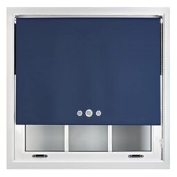 FURNISHED Custom Fit Blackout Roller Blinds with Triple Round Eyelets & Metal Fittings Blue Navy (W) 60cm x (L) 210cm