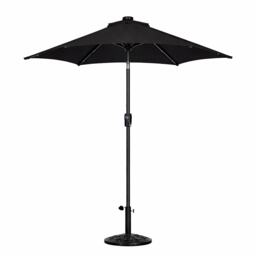 JSH 2.7m Straight Tilting Garden Parasol - Black Outdoor Round Patio Sunshade with UV 30+ Protection & Crank Handle Umbrella