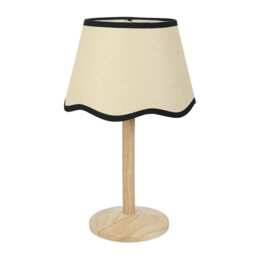 ValueLights Triston Light Wood Table Lamp Scallop Black Trim Shade