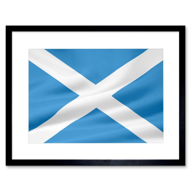 Flag Scotland Saltire St Andrew Cross Blue White Framed Wall Art Print