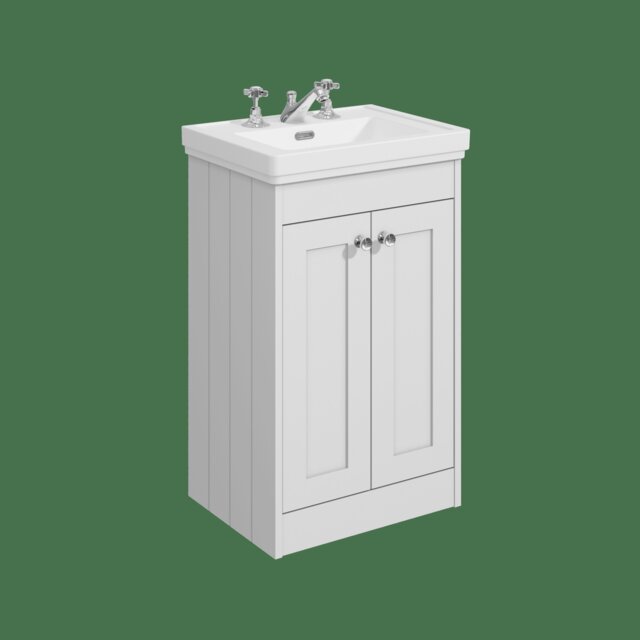 Balterley Floor Standing 2 Door Unit with Classic Basin 3 Tap Hole White 800 x 500 x 390mm