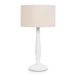 ValueLights Victoria White Wood Table Lamp Cream Shade