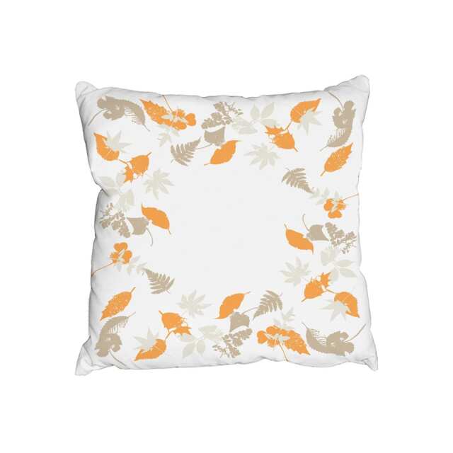 Cushions - Orange & Grey Autumn Leaves (Cushion)