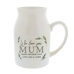 Personalised Botanical Flower Jug Vase White