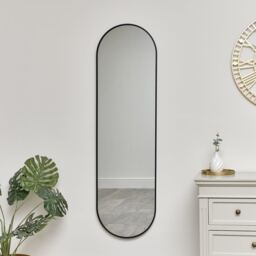 Black Oval Framed Wall Mirror 140cm X 40cm
