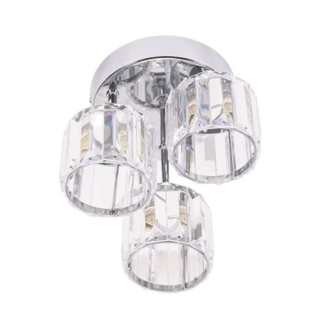 ValueLights Beth Chrome 3 Way Clear Glass Drop Ceiling Light & Bulbs Silver