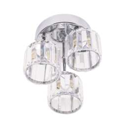 ValueLights Beth Chrome 3 Way Clear Glass Drop Ceiling Light & Bulbs Silver
