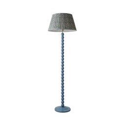 ValueLights Bobbin Blue Floor Lamp Floral Pleated Shade