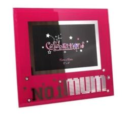 "No.1 Mum Pink Glass Photo Picture Frame Birthday Mothers Day Christmas 4"" x 6"""