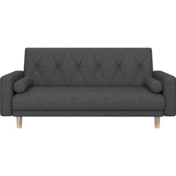 Yaheetech Fabric Convertible Sofa Bed with 2 Bolster Pillows-Black