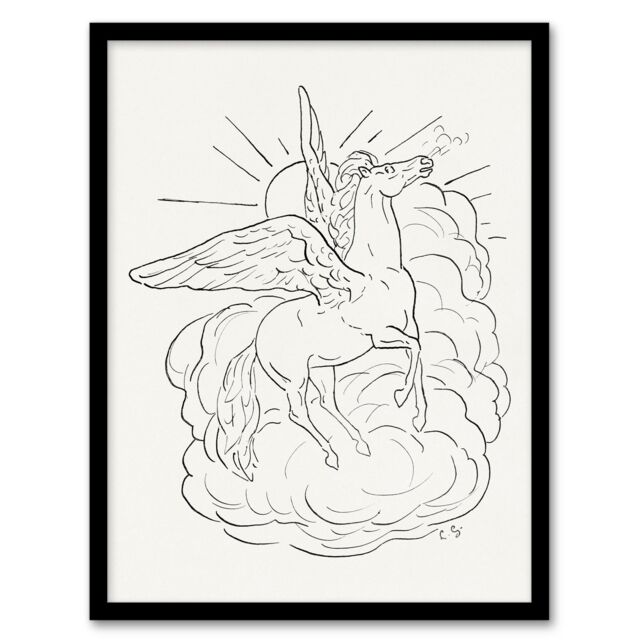 "Pegasus Flies In Front Of A Cloud Leo Gestel Framed Wall Art Print 12X16"""