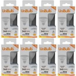 UniBulb LED MR16 GU5.3 345lm 3.4W (Replaces 35W) 4000K (Cool White) Spot Downlight Ceiling Light Bulb - Pack of 8