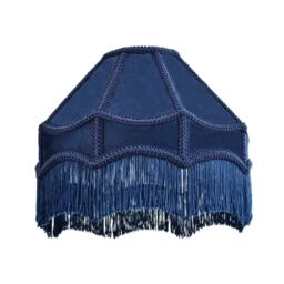 Traditional Victorian Empire Lampshade in Midnight Blue Velvet with Tassels Blue