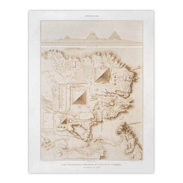"Pyramids of Giza French Topographic Map Avennes Wall Art Poster Print 12X16"""