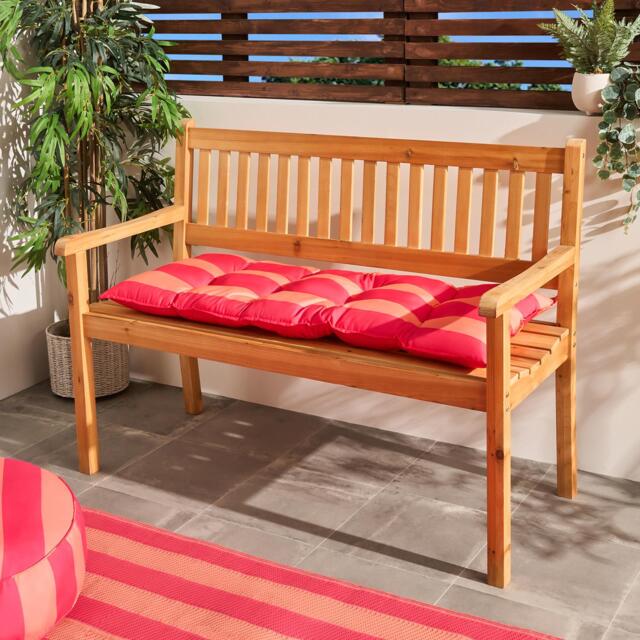 OHS Stripe 2 Seater Outdoor Bench Cushion Garden Seat Pad Multi Orange/Pink