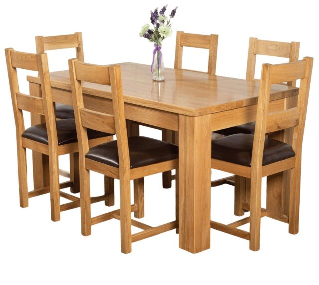 Dakota 152 x 87cm Medium Oak Dining Table and 6 Lincoln Chairs Brown Brown