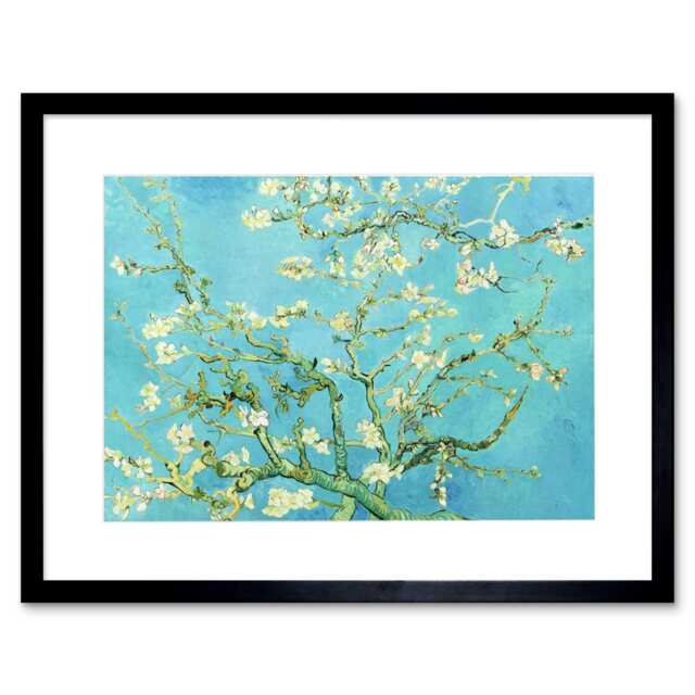 "Van Gogh Branches Almond Blossom 1890 Artwork 12x16"" Framed Wall Art Print"