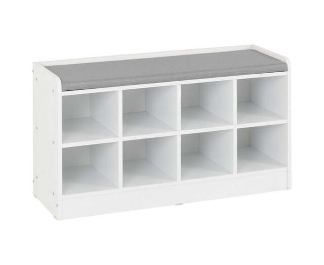 Portland Shoe Bench - L34.5 x W97 x H55 cm - White/Steel Fabric White