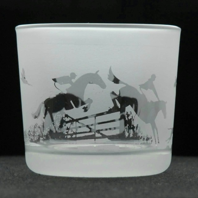 Animo Glass Engraved Votive Tealight Holder Hunting