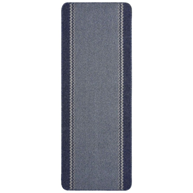 Washable Designer Rugs & Mats Lined Bordered Design in Blue 116Blu