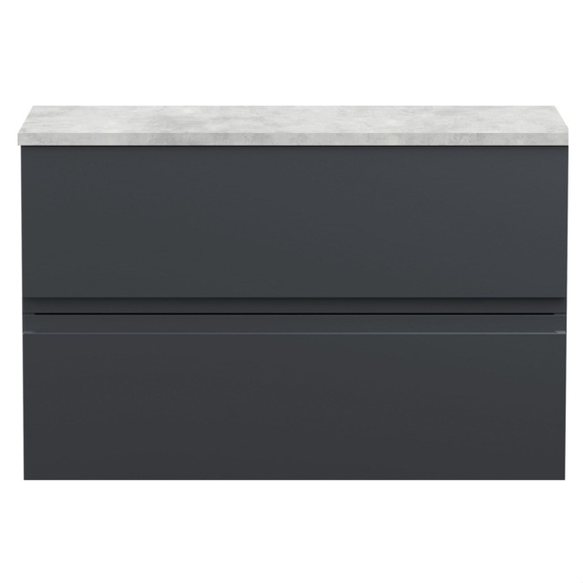 Balterley Mavesyn Contemporary 2 Drawer Wall Hung Vanity Unit with Laminate Worktop, Dark Grey, 800mm