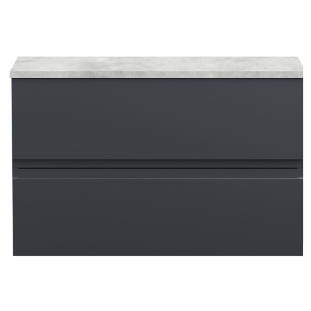 Balterley Mavesyn Contemporary 2 Drawer Wall Hung Vanity Unit with Laminate Worktop, Dark Grey, 800mm