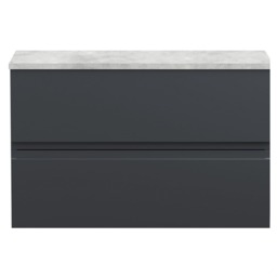 Balterley Mavesyn Contemporary 2 Drawer Wall Hung Vanity Unit with Laminate Worktop, Dark Grey, 800mm