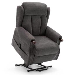 Halton Electric Fabric Heavy Duty Dual Motor Rise Recliner Lift Mobility Chair (Charcoal)
