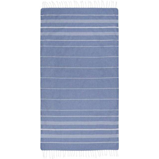 Anna Hammam Striped Cotton Beach Towel - Navy - One Size