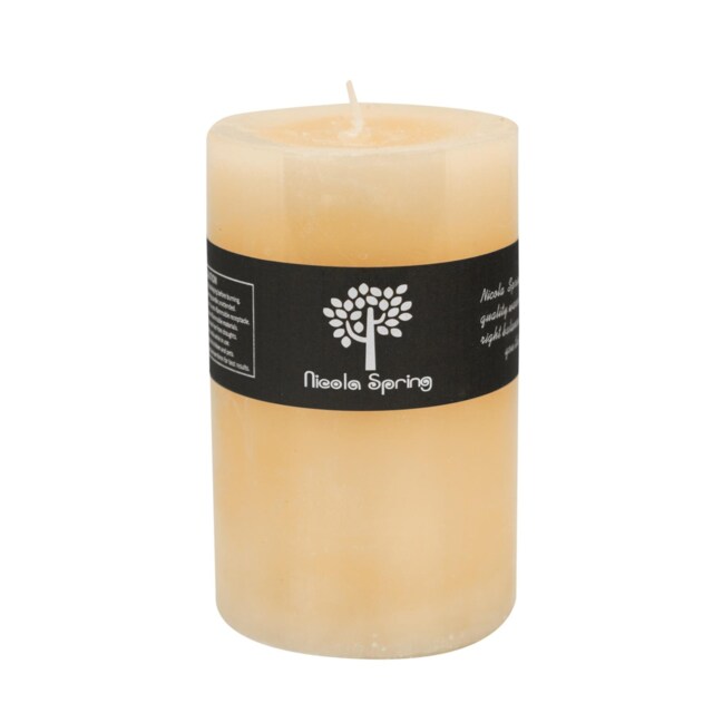 Nicola Spring Round Vanilla Pillar Candle - 110 Hours - Cream Cream Beige