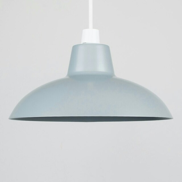 ValueLights Pair Of Retro Style Gloss Grey Metal Easy Fit Ceiling Pendant Light Shades
