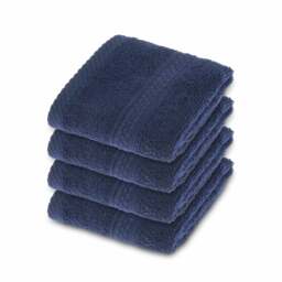 Homescapes Turkish Cotton Navy Blue Face Cloth - Set of 4