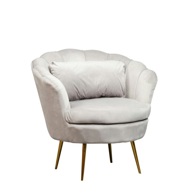 Benicia Velvet Fabric Petal Chair - Silver