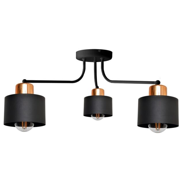Edison Multi Arm Semi Flush Ceiling Light Black, Copper 65cm