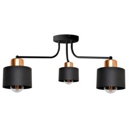 Edison Multi Arm Semi Flush Ceiling Light Black, Copper 65cm