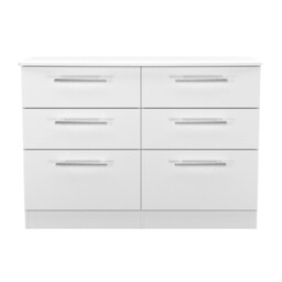 Carlton 6 Drawer Wide Chest of Drawers in Porcelain Matt (Ready Assembled) White Porcelain Matt