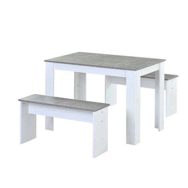 Abrihome Dining Table Set, 3-Piece Dining Table and Bench Set 4-Person Space-Saving Dinette for Kitchen, Dining Room