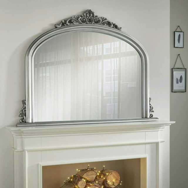 Richmond Overmantle Mirror Silver H 91cm x L 122cm x W 5cm 1