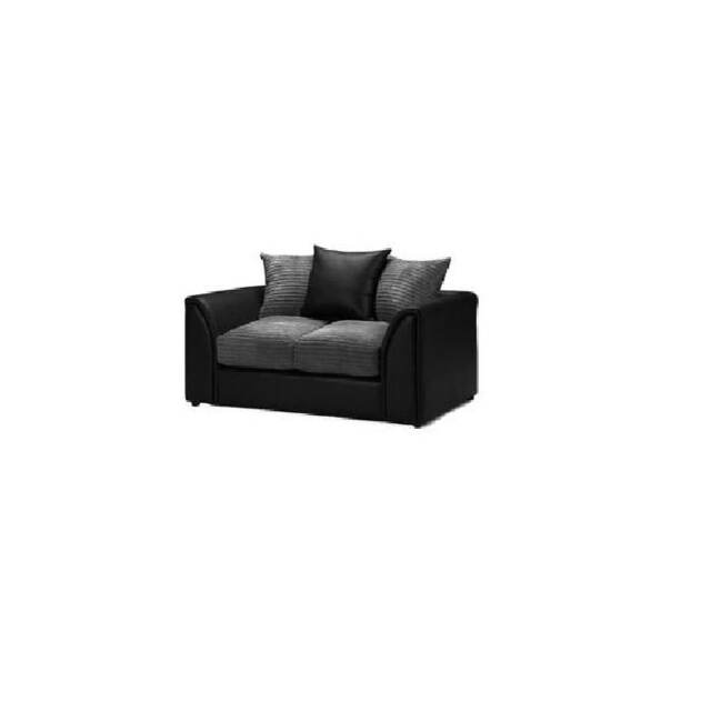 BYRON 2 SEATER BLACK FAUX LEATHER SOFA