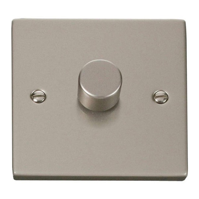 SE HOME Pearl Nickel 1 Gang 2 Way LED 100W Trailing Edge Dimmer Light Switch Silver Pearl Nickel