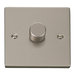 SE HOME Pearl Nickel 1 Gang 2 Way LED 100W Trailing Edge Dimmer Light Switch Silver Pearl Nickel