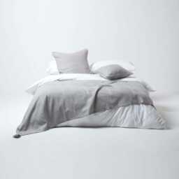 Homescapes Cotton Rajput Ribbed Silver Grey Throw - 225 x 255 cm