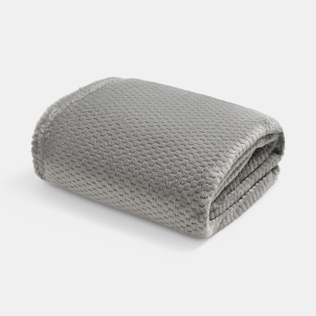 OHS Luxury Large Waffle Honeycomb Mink Warm Throw - 150 x 200cm Grey Mid Grey