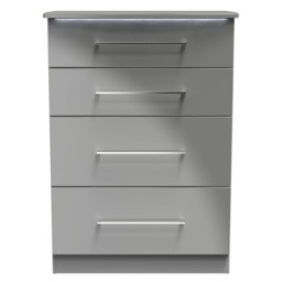 Lyon 4 Drawer Deep Chest of Drawers in Grey Gloss & Dusk Grey (Ready Assembled) Grey Grey Gloss & Dusk Grey