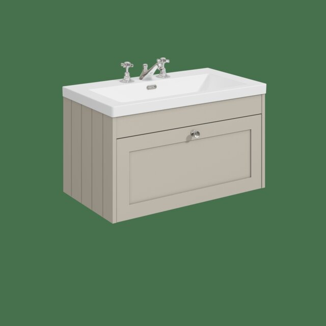 Balterley Wall Hung 1 Drawer Unit with Minimalist Basin 3 Tap Hole Grey 431 x 800 x 453mm