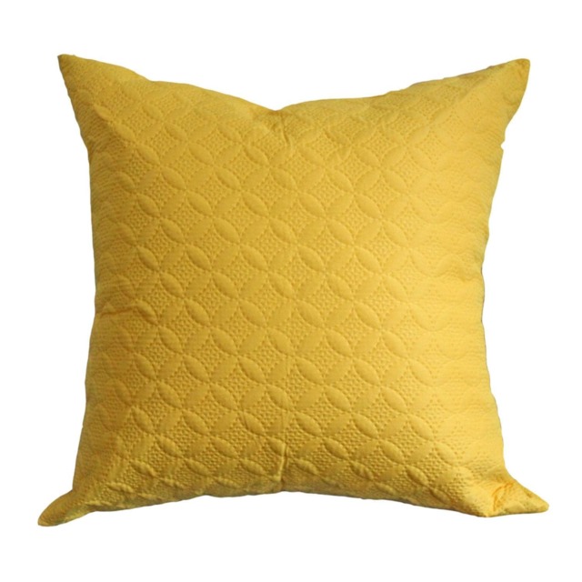 Homescapes Ultrasonic Yellow Quilted Embossed Cushion Cover - 80 x 80 cm Yellow Yellow 80 x 80 cm