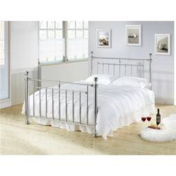 "Chrome Nickel Finish Classic Metal Bed Frame - Double 4ft 6"""