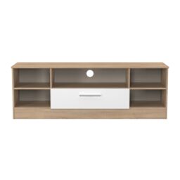 Trent Wide 1 Drawer TV & Media Unit in White Matt & Black Matt (Ready Assembled) White White Matt & Black Matt