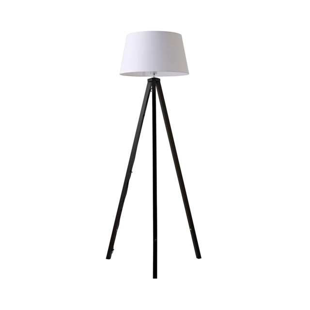 ValueLights Barbro Black Wood Tripod Design Floor Lamp White Shade